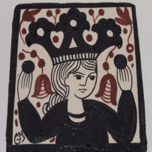 Azulejo de la reina con la técnica del socarrat